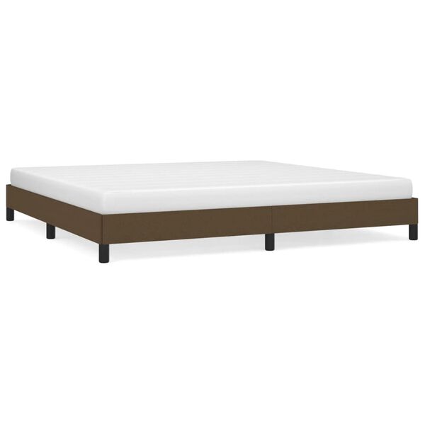 vidaXL Estrutura de cama sem colch&atilde;o 200x200 cm tecido castanho-escuro