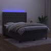 vidaXL Cama box spring c/ colch&atilde;o/LED 140x190cm veludo cinzento-escuro