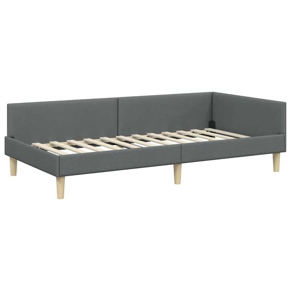 vidaXL Estrutura de Cama de Canto Cinza Escuro 90 x 200 cm tecido