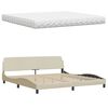 vidaXL Cama com colch&atilde;o 200x200 cm tecido cor creme