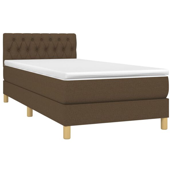 vidaXL Cama box spring c/ colch&atilde;o/LED 100x200cm tecido castanho-escuro