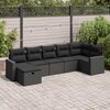 vidaXL 7 pcs conjunto de sof&aacute;s p/ jardim c/ almofad&otilde;es vime PE preto