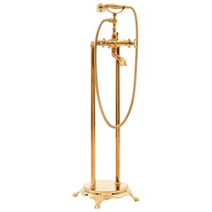 vidaXL Torneira de p&eacute; para banheira a&ccedil;o inoxid&aacute;vel 99,5 cm dourado