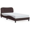 vidaXL Estrutura de cama sem colch&atilde;o Hvar 100x200 cm tecido castanho-escuro