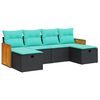 vidaXL 6 pcs conjunto sof&aacute;s de jardim c/ almofad&otilde;es vime PE preto