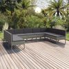 vidaXL 9 pcs conjunto lounge de jardim c/ almofad&otilde;es vime PE cinzento