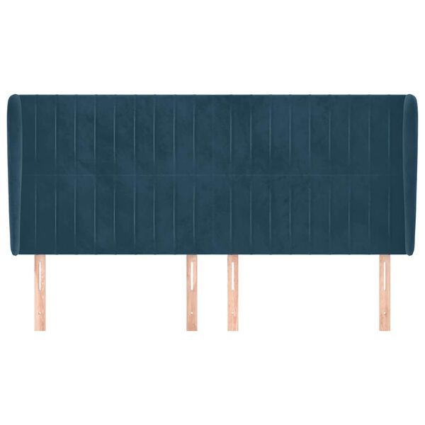 vidaXL Cabeceira cama c/ abas veludo 163x23x118/128 cm azul-escuro