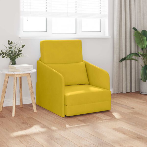 vidaXL Sof&aacute;-Cama Amarelo 65 x 80 x 83 cm Veludo