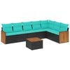 vidaXL Conjunto de sof&aacute; de jardim com 8 pe&ccedil;as e almofadas em rattan sint&eacute;tico preto