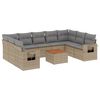 vidaXL 10 pcs conj. sof&aacute;s jardim c/ almofad&otilde;es vime PE bege misturado