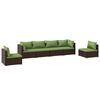 vidaXL 6 pcs conjunto lounge de jardim c/ almofad&otilde;es vime PE castanho