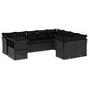 vidaXL 10 pcs conjunto sof&aacute;s de jardim c/ almofad&otilde;es vime PE preto