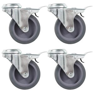 vidaXL Rodas girat&oacute;rias orif. p/ parafuso e trav&otilde;es duplos 4 pcs 75mm