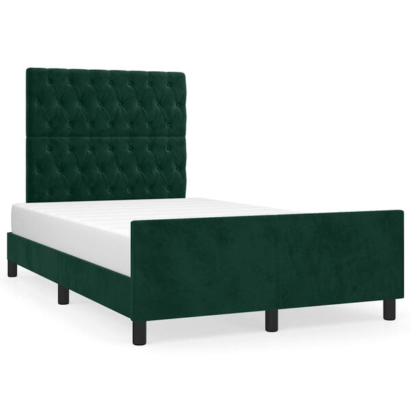 vidaXL Estrutura de cama sem colch&atilde;o 120x200 cm veludo verde-escuro