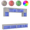 vidaXL 6 pcs m&oacute;veis parede p/ TV c/ LEDs deriv. madeira cinza sonoma
