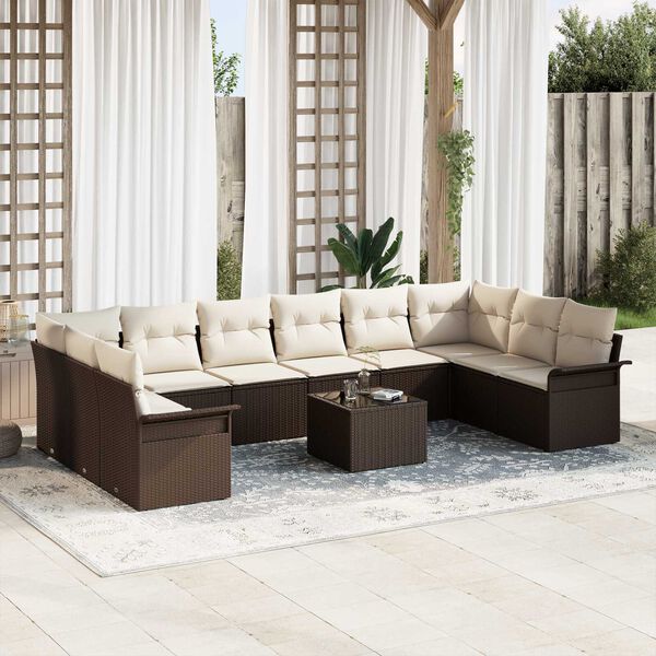 vidaXL Conjunto de Sof&aacute; de Jardim 11 pcs Cinzeto Rattan Sint&eacute;tico
