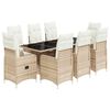 vidaXL 9 pcs conjunto de bistr&ocirc; para jardim c/ almofad&otilde;es vime PE bege