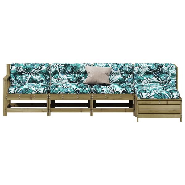 vidaXL 5 pcs conjunto lounge de jardim c/ almofad&otilde;es pinho impregnado