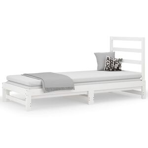 vidaXL Estrutura sof&aacute;-cama de puxar 2x(90x190) cm pinho maci&ccedil;o branco
