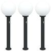 vidaXL Lumin&aacute;rias de balizamento com sensor, 3 unidades, 80 cm, pretas, IP44