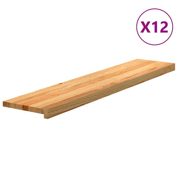 vidaXL Tapetes de escada 12 pcs 120x30x2 cm carvalho castanho-claro