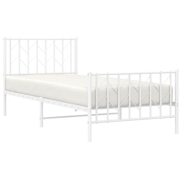 vidaXL Estrutura de cama com cabeceira e p&eacute;s 90x200 cm metal branco