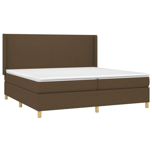 vidaXL Cama com molas/colch&atilde;o 200x200 cm tecido castanho-escuro