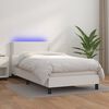 vidaXL Cama box spring c/colch&atilde;o/LED 100x200cm couro artificial branco