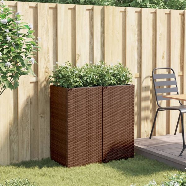 vidaXL Vaso/floreira de jardim 2 pcs 40x40x80 cm vime PE castanho