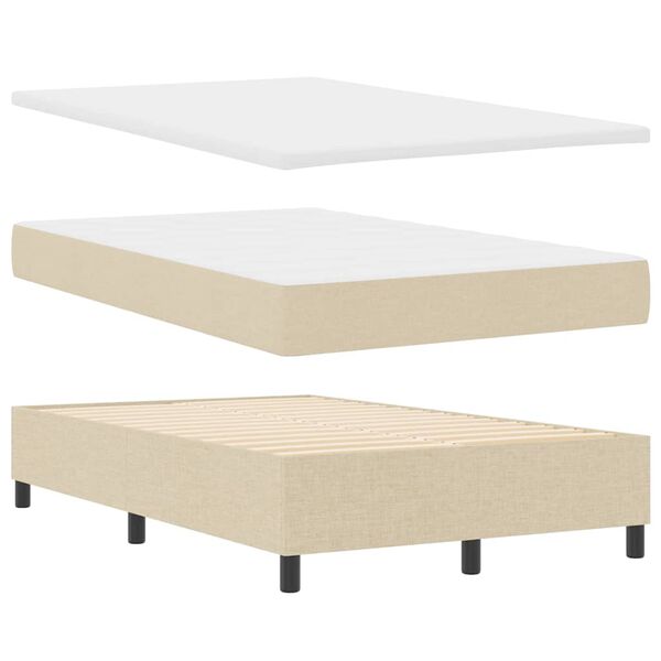 vidaXL Cama Box com colch&atilde;o com cabeceira Creme 120 x 190 cm tecido