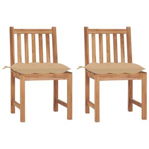 vidaXL Cadeiras de jardim c/ almofad&otilde;es 2 pcs madeira de teca maci&ccedil;a