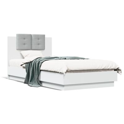 vidaXL Estrutura de cama c/ cabeceira e luzes LED 90x190 cm branco