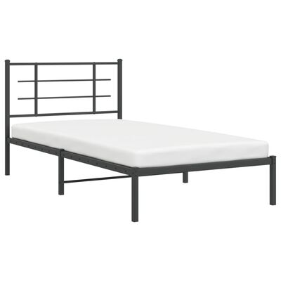 vidaXL Estrutura de cama com cabeceira 100x200 cm metal preto