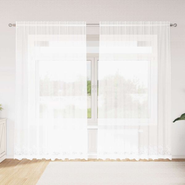 vidaXL Cortina de Renda com cortinas Branco 240 x 200 cm Poli&eacute;ster