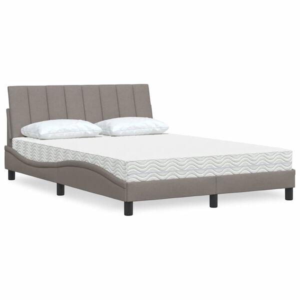 vidaXL Cama com colch&atilde;o Hanko 120x200 cm tecido castanho-acinzentado