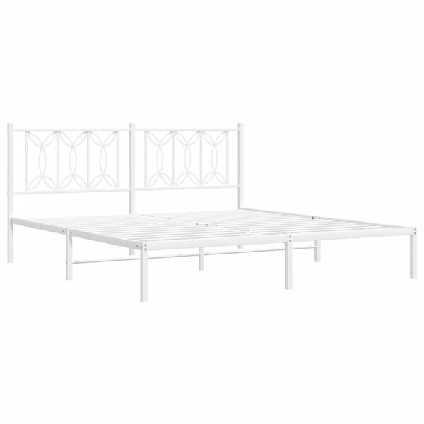 vidaXL Estrutura de cama com cabeceira 183x213 cm metal branco