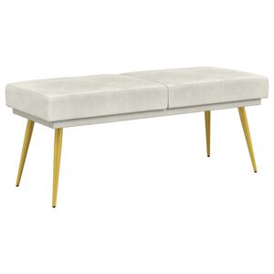 vidaXL Banco de Camadas Duplas Creme 120 x 45 x 46 cm Veludo