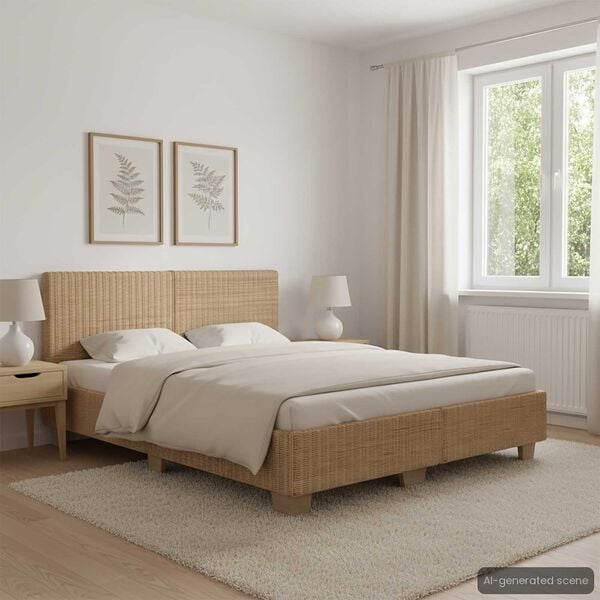 vidaXL Estrutura de cama artesanal em vime natural 180x200 cm