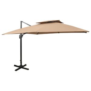 vidaXL Guarda-sol de jardim cantilever com tampo duplo 300x300 cm cinza-claro