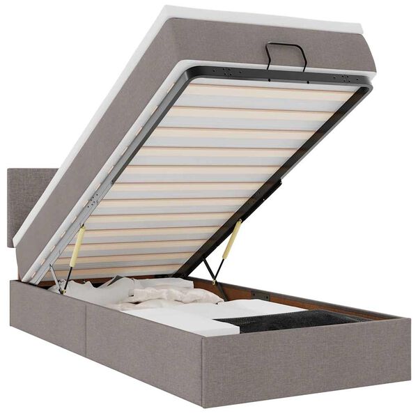 vidaXL Cama otomana com colch&atilde;o 100x200 cm tecido cinza