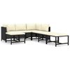 vidaXL 7 pcs conjunto lounge de jardim c/ almofad&otilde;es vime PE preto