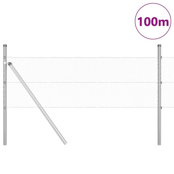vidaXL Poste de Cerca Prateado 100 x 0,8 m (malha de 13 mm) A&ccedil;o
