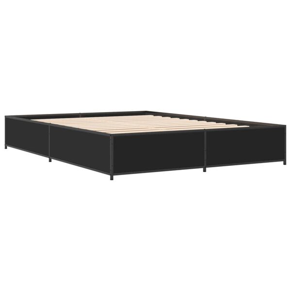 vidaXL Estrutura de cama 135x190 cm derivados de madeira/metal preto