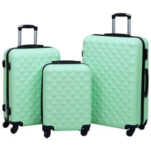 vidaXL Conjunto de tr&oacute;leis estojo r&iacute;gido 3 pcs ABS verde hortel&atilde;