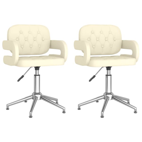 vidaXL Cadeiras de jantar girat&oacute;rias 2 pcs couro artificial cor creme