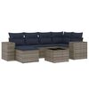 vidaXL Conjunto de sof&aacute; de jardim com 7 pe&ccedil;as e almofadas em rattan sint&eacute;tico cinza