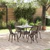 vidaXL Conjunto de Mesa de Jardim 5 pcs Bronze Alum&iacute;nio Fundido