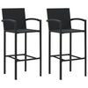 vidaXL 3 pcs conjunto de bar para jardim vime PE preto