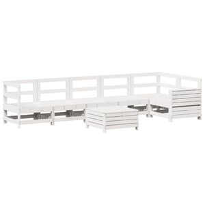 vidaXL 7 pcs conjunto de sofás para jardim pinho maciço branco