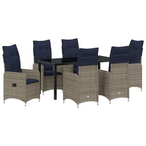 vidaXL Conjunto de Jantar para Jardim 7 pcs Preto Rattan Sint&eacute;tico